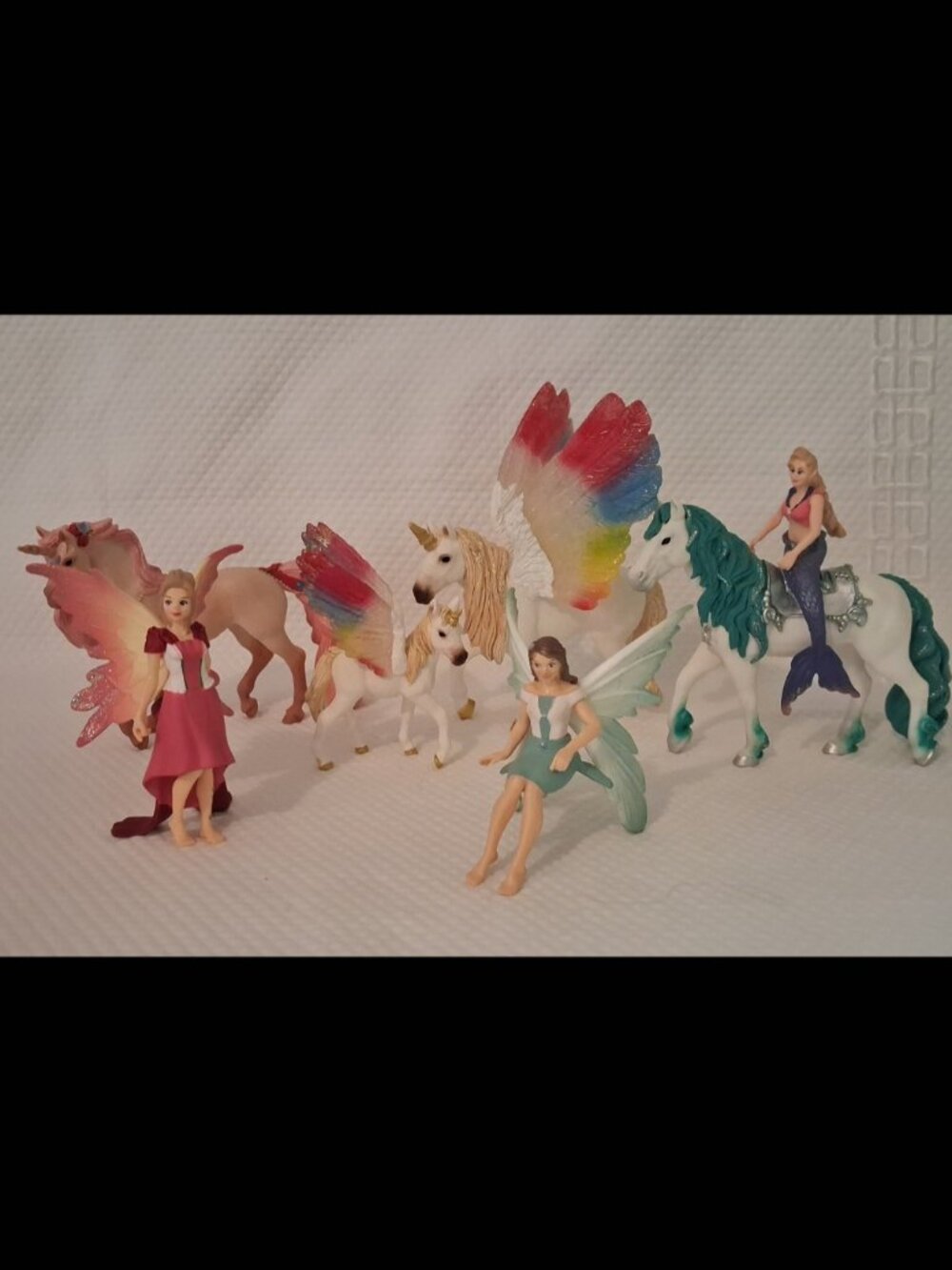SCHLEITH  BAYALA Pegasus Winged Rainbow Mom & Foal Mermaid Horse Feya & Eyela